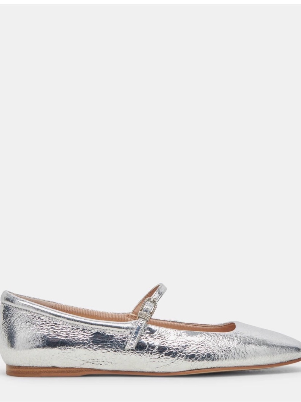 Silver Mary Jane Flat Shoes - Women's Ballet Flats